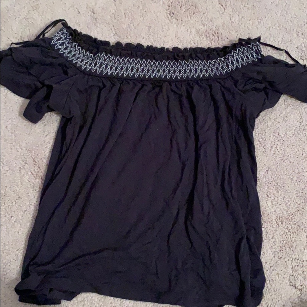 Soft and Sexy Off the Shoulder Grey Ruffle Shirt